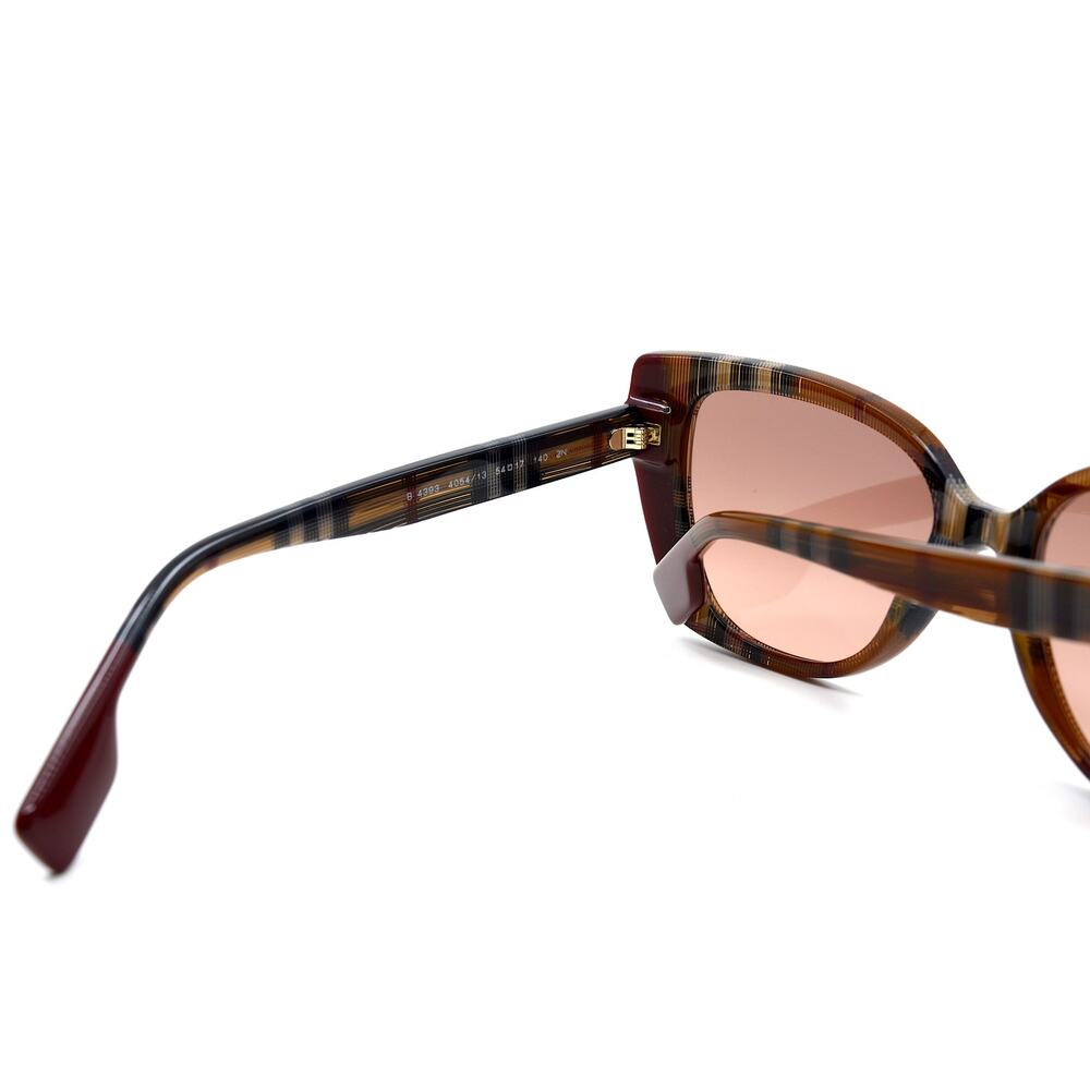 NEW BURBERRY MERYL BE4393 CHECK BROWN/BORDEAUX AUTHENTIC SUNGLASSES - Picture 11 of 14
